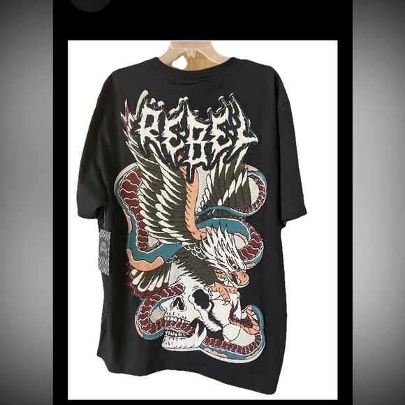 Men’s Rebel Graphic Vengeance Blk  Skull, Lightning Eagle T Shirt XXXL Stitched - Picture 1 of 12
